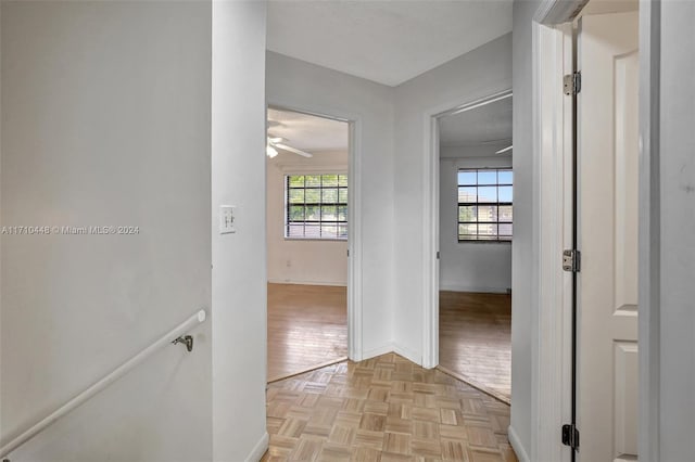 hall with light parquet floors