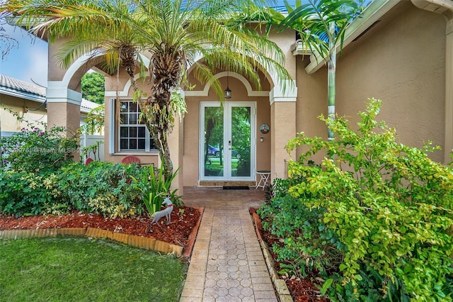 doorway to property with french doors