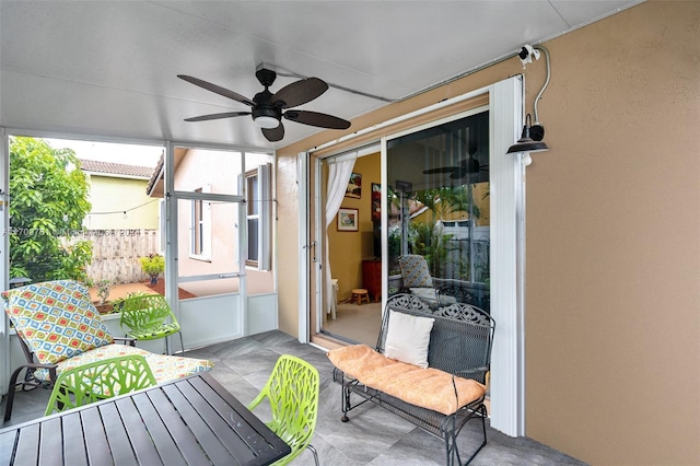 exterior space with a patio area and ceiling fan