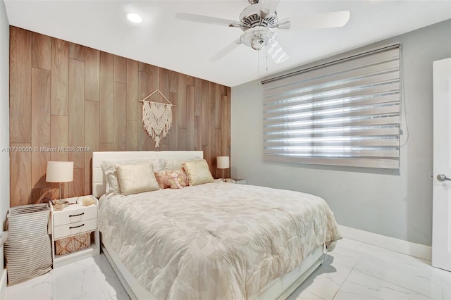 bedroom featuring ceiling fan