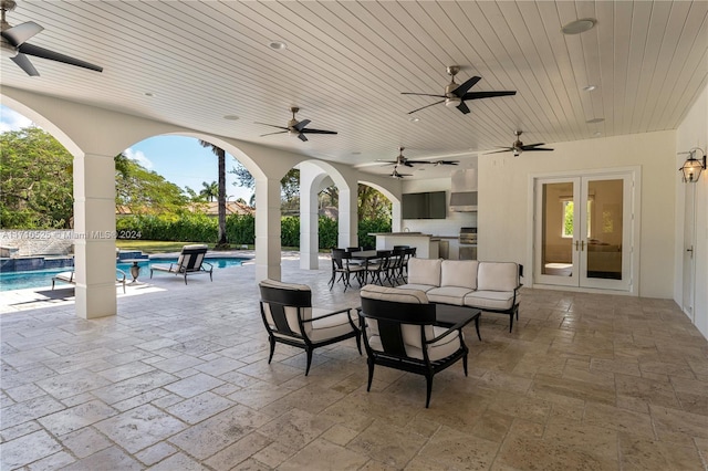 view of patio / terrace featuring french doors