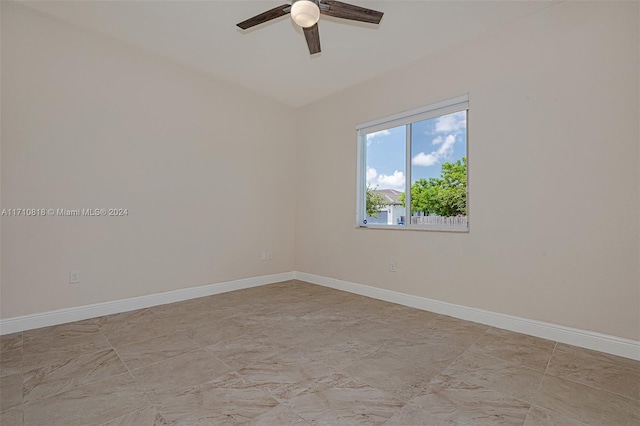 spare room featuring ceiling fan