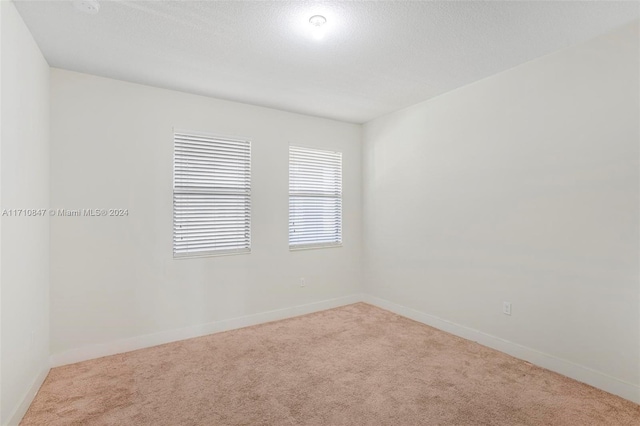 empty room with carpet and a textured ceiling