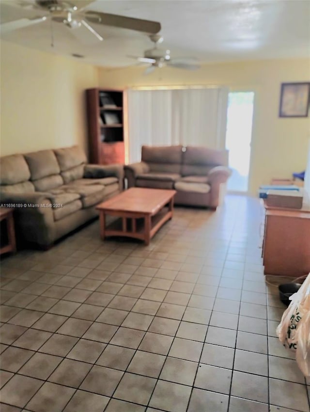 view of tiled living room