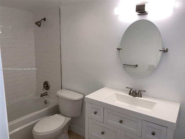 full bathroom with vanity, toilet, and tiled shower / bath