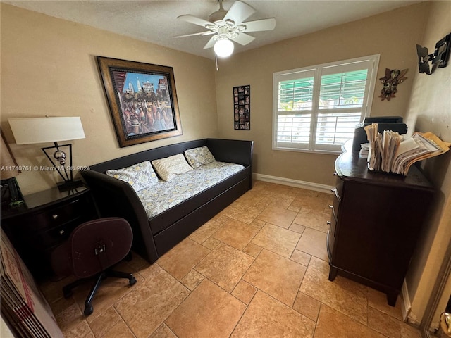 office area with ceiling fan