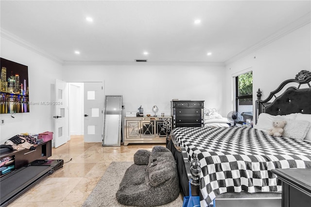 bedroom featuring ornamental molding