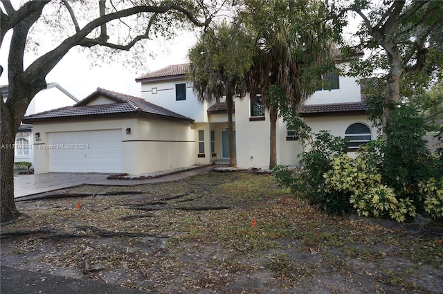 exterior space with a garage