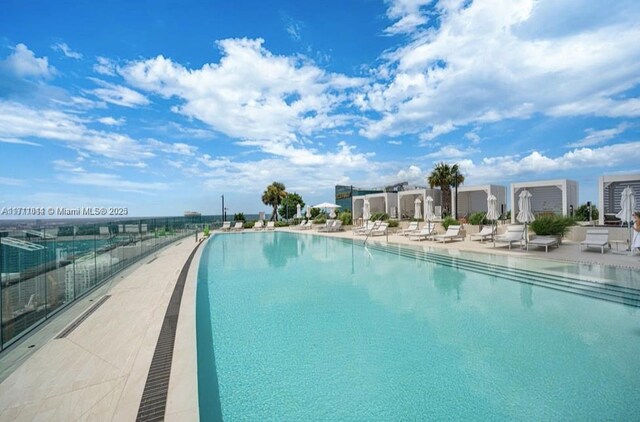 view of pool featuring a patio