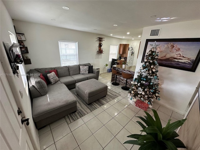 view of tiled living room