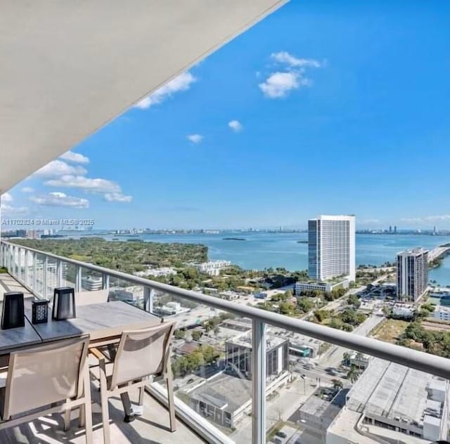 balcony with a water view