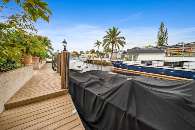 view of dock featuring a water view