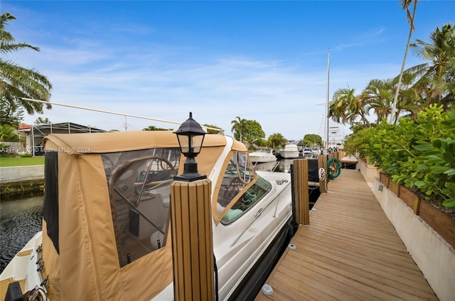 dock area featuring a water view