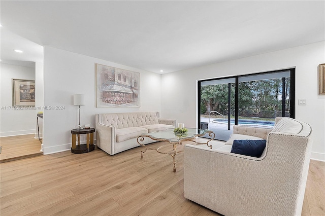 living room featuring light hardwood / wood-style floors