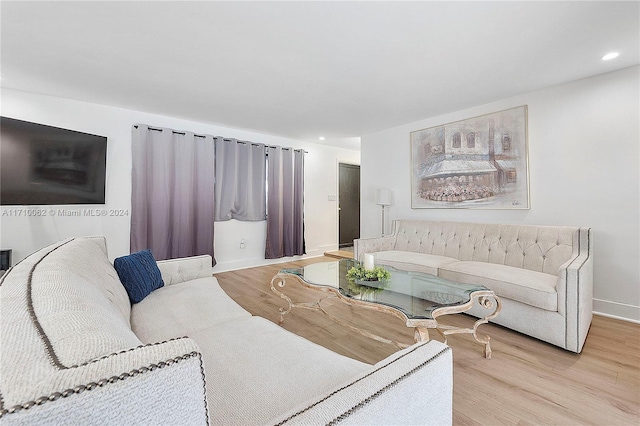 living room featuring light wood-type flooring