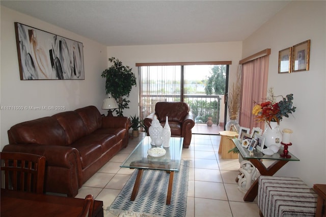 living area with light tile patterned floors