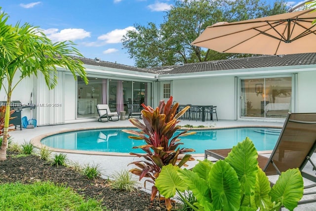 view of pool featuring a patio area