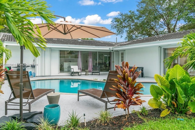 view of pool featuring a patio area