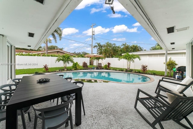 view of pool featuring a patio