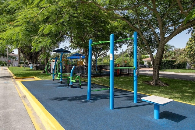 communal playground with fence