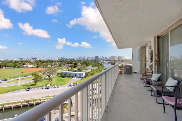 balcony featuring central AC