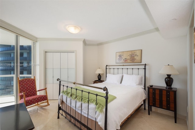 bedroom featuring crown molding