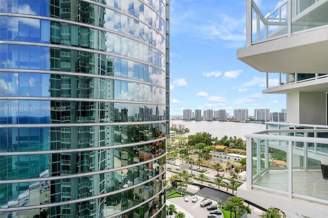 balcony with a water view