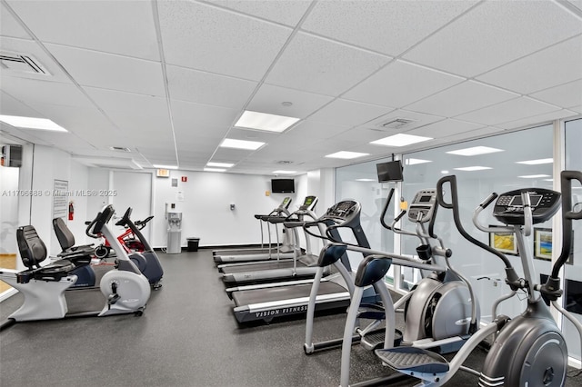 18671 Collins Ave Unit 3101, Sunny Isles Beach, FL 33160 - exercise room featuring a drop ceiling