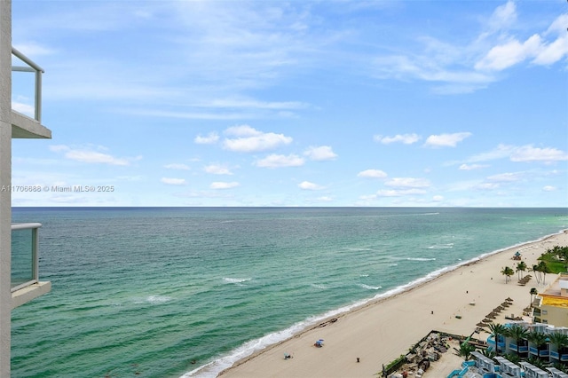 property view of water with a beach view