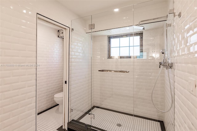 bathroom featuring toilet and walk in shower