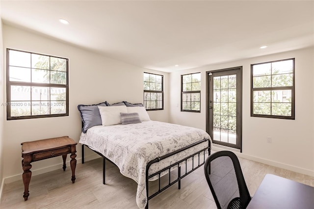 bedroom featuring light hardwood / wood-style floors