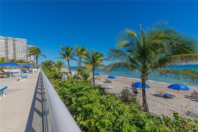 water view with a view of the beach