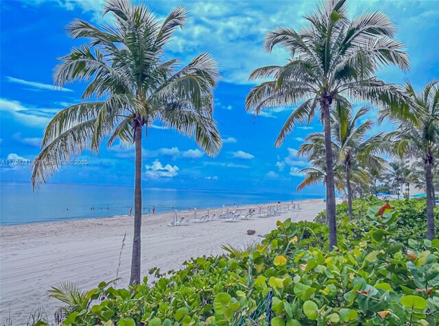 property view of water featuring a view of the beach