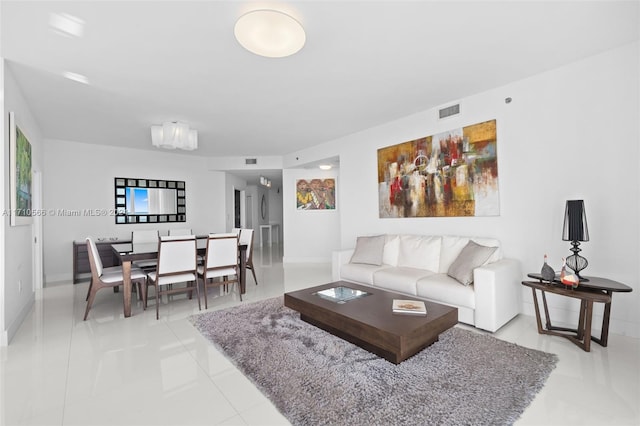 view of tiled living room