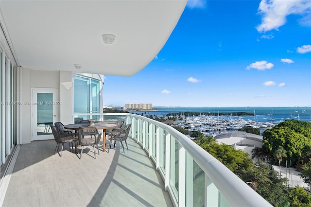 balcony with a water view