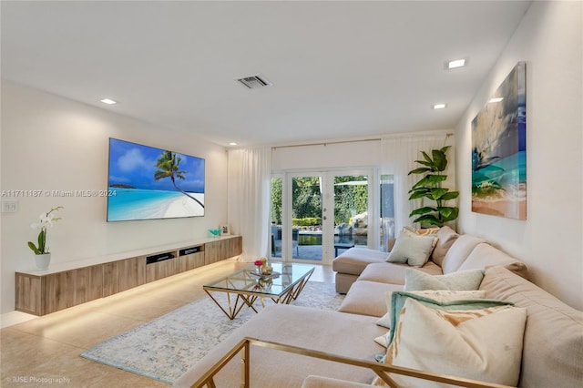 living room with french doors