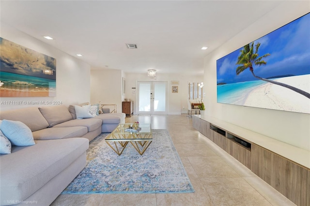 living room with french doors