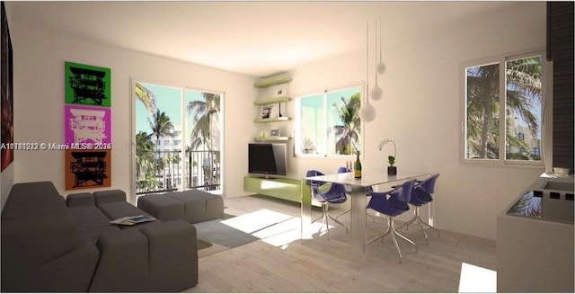 living room featuring light hardwood / wood-style floors