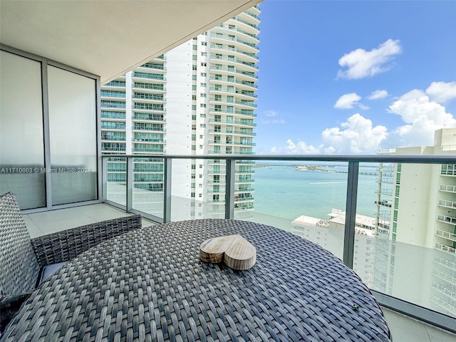 balcony with a water view