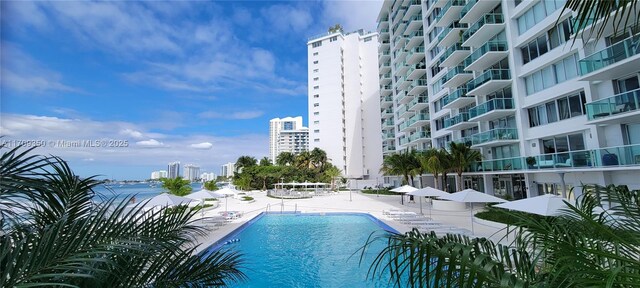 view of pool with a patio area