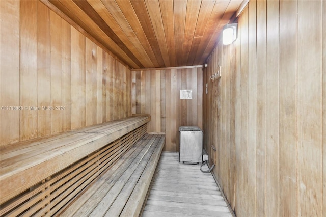 view of sauna featuring wood-type flooring