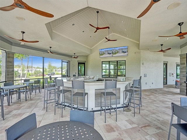 4536 N Silverwood Ln N, Oakland Park, FL 33309 - exterior space featuring a ceiling fan, outdoor dining area, and outdoor wet bar