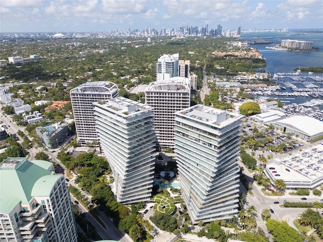 bird's eye view featuring a water view