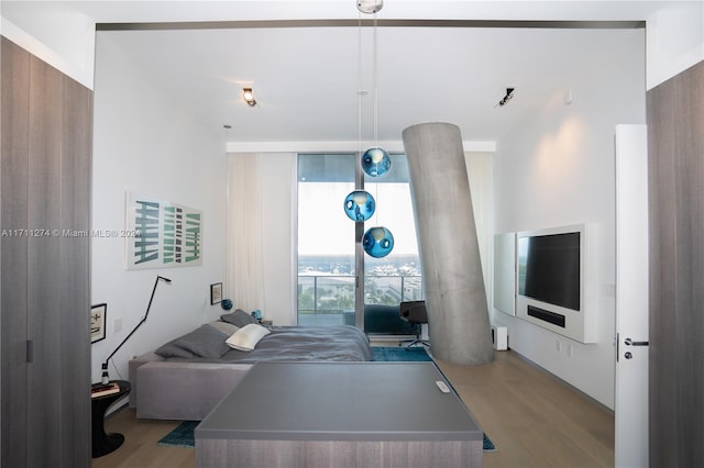 playroom with light hardwood / wood-style flooring