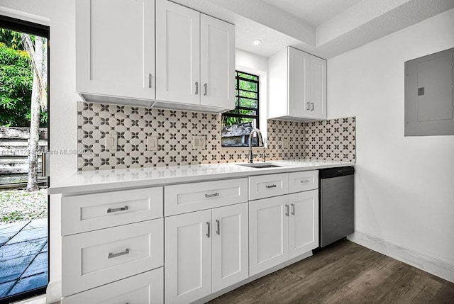 kitchen with dishwasher, plenty of natural light, sink, and electric panel