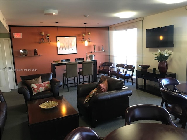 living room featuring carpet flooring