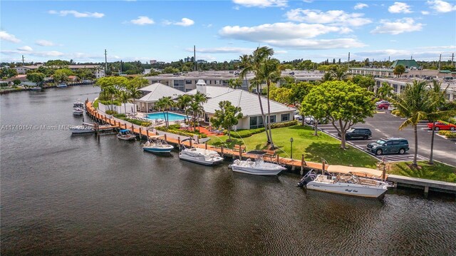 dock area featuring a water view