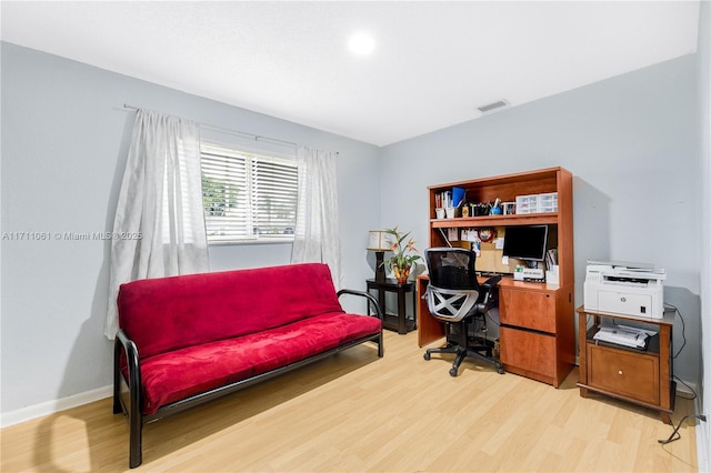 office area featuring light hardwood / wood-style flooring