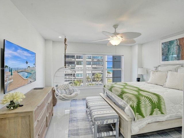 bedroom featuring ceiling fan