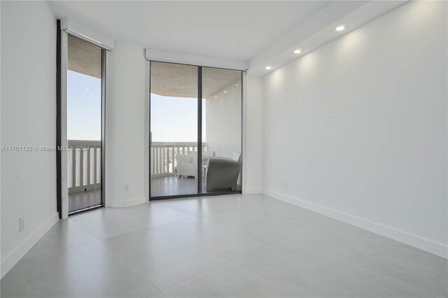 spare room with a wealth of natural light and a wall of windows